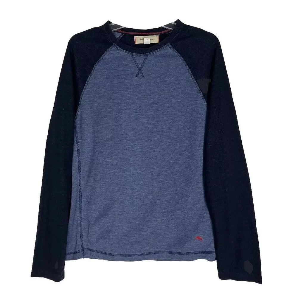 Tommy Bahama Blue Sweater Size L Ragalan Full Sleeve Lightweight Logo Mens